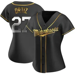 Minnesota Twins David Ortiz Black Golden Replica Women's Alternate Player Jersey
