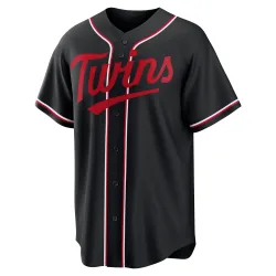 Minnesota Twins Randy Dobnak Black Replica Men's Fashion Out Player Jersey